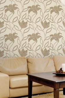 Бежово кафяв винилов тапет в хола
