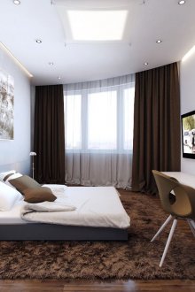 Ленени кафяви завеси в спалнята