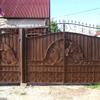 Сляпа порта и калитка с елементи от ковано желязо