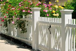 White wooden gate and fence