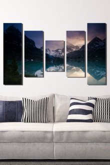 Живопис с планини в хола от фън шуй