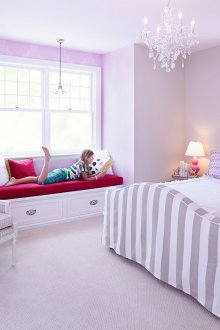 핑크 십대 소녀 침실