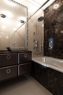 Candelier dalam bilik mandi coklat-beige tanpa tandas