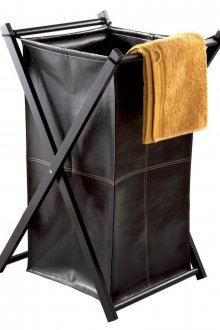 Keranjang bilik mandi kulit hitam kulit