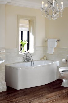 Silver neoclassical chandelier in the bathroom