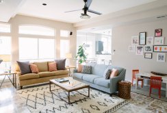 Large living room in pastel colors