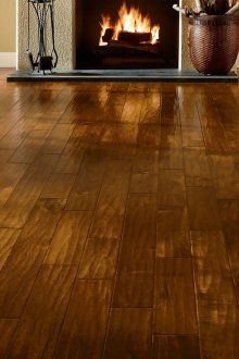 Artistic laminate in the living-dining room with fireplace