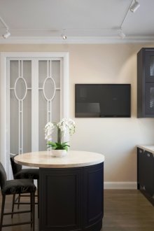 Телевизор в кухнята с остров