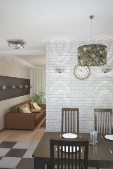 Тапет под бяла тухла в кухнята