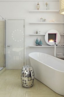 Уютна бежова и бяла баня