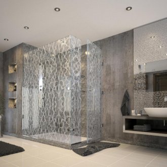 Стъклен душ без поднос в банята