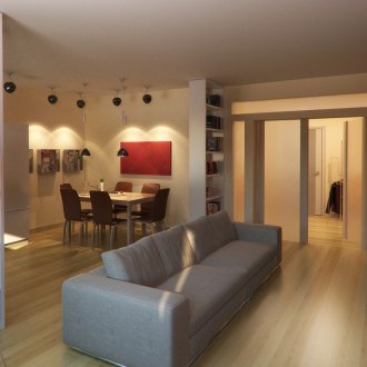 Ruang dapur yang luas dengan kabinet