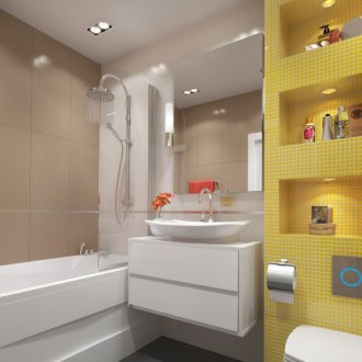 Yellow mosaic in the bathroom