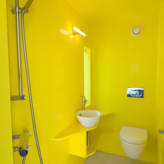 Small yellow bathroom