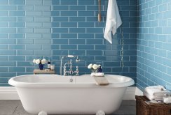 Blue tiles in the bathroom