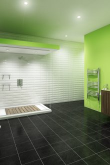 Черен под в бяла и зелена баня