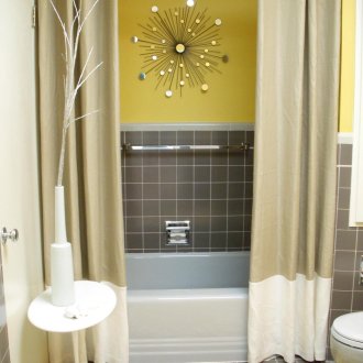 Gray tulle di dalam bilik tidur