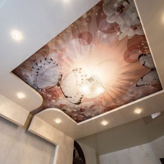 The ceiling in the bedroom