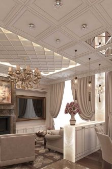 Кухня-хол с неокласическа камина