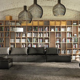 Кутия за книги от масивно дърво в хола