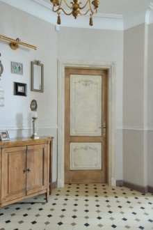 Wooden shelves in the kitchen
