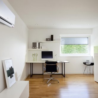 Wrought-iron porch in a sleek design.