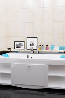 Cabinet with glass shelves for the bathroom
