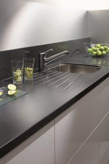 Black cupboard in the bathroom