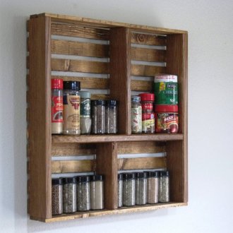 Дървен рафт за подправки