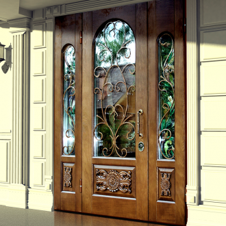 Wrought iron mirrored front door