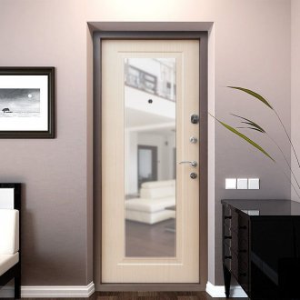 Entrance door white with a mirror