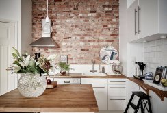 Accent brick wall in the kitchen