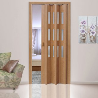 월넛 컬러의 하모니카 도어