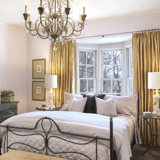 Day-night roller blinds in the bedroom