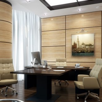 Светли панели на стената в офиса