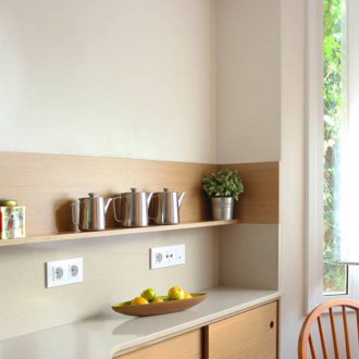 Small kitchen without cupboards