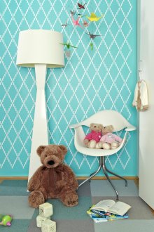 Тюркоазен тапет в детската стая