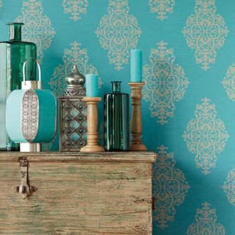 Тюркоазен тапет в източния интериор