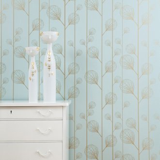 Тюркоазен тапет със златен декор