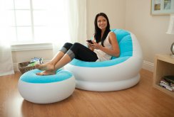 Velvet-covered inflatable chair