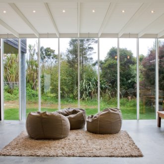 Solid wood table in the interior of a country house