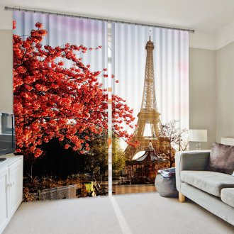 Завеси за фотопечат в интериора на хола