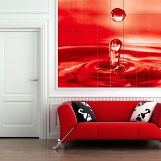 Червена фото плочка в интериора