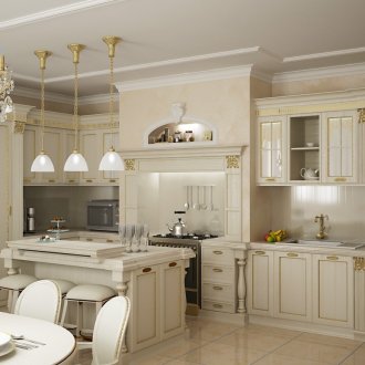 Класически кухненски комплект с позлата