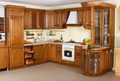 Solid wood kitchen with breakfast bar