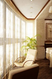 Осветление на балкона с вградени лампи и стенна лампа