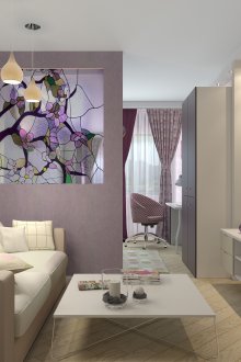 Малка всекидневна в топли цветове