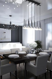 Черен тапет в трапезарията добавя спокойствие и комфорт