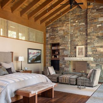 White curtains in the bedroom