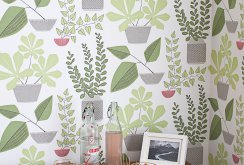 Olive wallpaper with plants